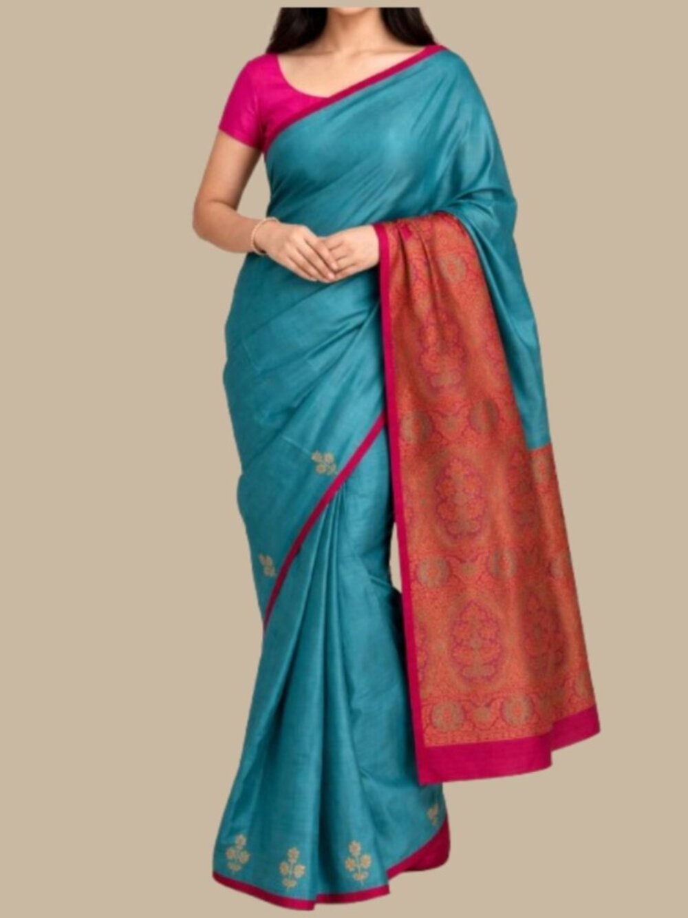 Teal gold shimmery saree pink Meenakari floral mermaid indian wedding bollywood